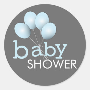 Moderner blauer Ballon-Jungen-Babyparty-Aufkleber Runder Aufkleber