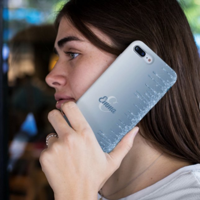 Moderner blauer Glitzer Glitzern Personalisiert Na Case-Mate iPhone 14 Pro Max Hülle (Von Creator hochgeladen)