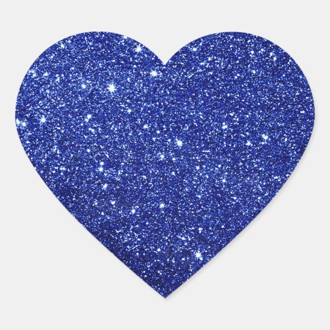 Moderner blauer Glitzer Herz-Aufkleber (Vorderseite)