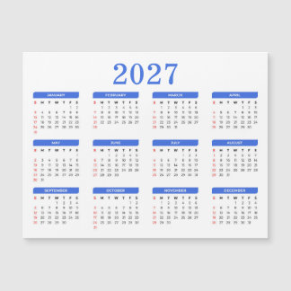Moderner blauer Magnetkalender 2027 Magnetkarte