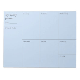 Moderner blauer minimalistischer Wochenplaner Notizblock