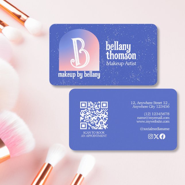 Moderner, blauer Pink-Monogramm-Künstler Visitenkarte (Von Creator hochgeladen)