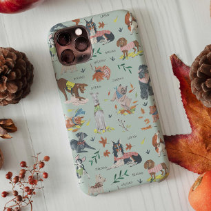 Moderner blauer & schwarzer Botanischer Hund Muste Case-Mate iPhone Hülle