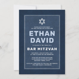 Moderner blauer Star von David Bar mitzvah Einladung