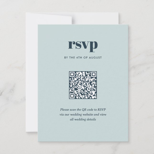 Moderner, blauer Trendy Mix Match Wedding QR Code RSVP Karte (Vorderseite)