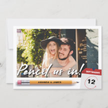 Moderner Bleistift in Foto Save the Date