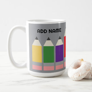 Moderner Bleistift mit Lehrername Kaffeetasse