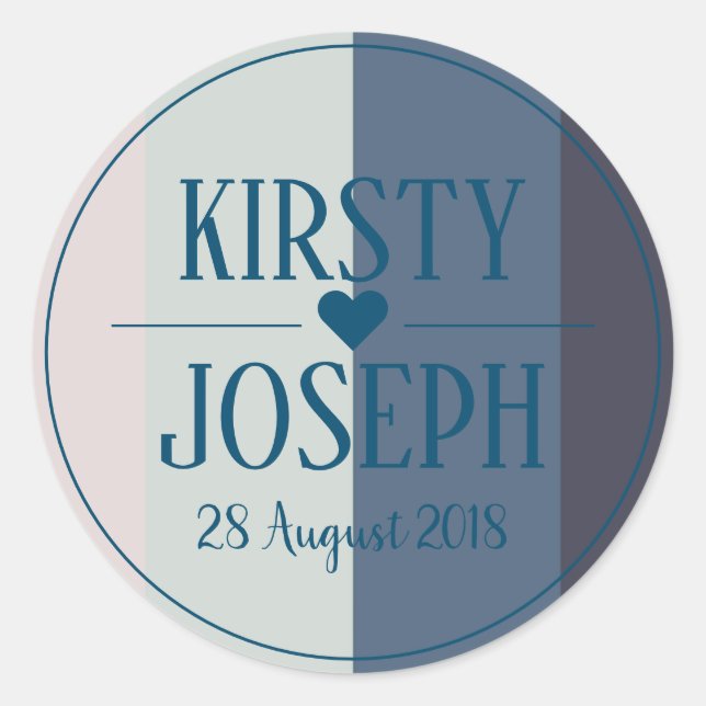 Moderner Blue Beach-Hochzeitsticker Runder Aufkleber (Vorderseite)