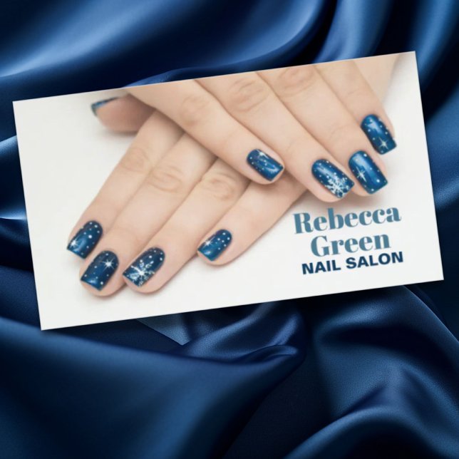 Moderner Blue Beauty Manicurist Artist Nagelsalon Visitenkarte (Modern beauty manicurist nail artist nail salon business card)