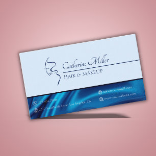 Moderner Blue Beauty Salon Haar Makeup Artist Visitenkarte