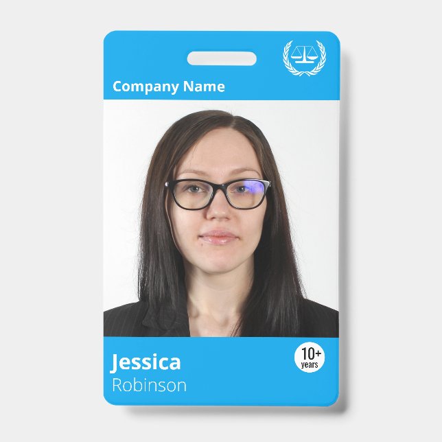 Moderner Blue Business Individuelle Name ID Mitarb Ausweis (Front)