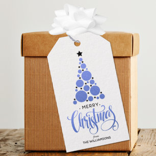 Moderner Blue Christmas Tree Urlaub Geschenkanhänger