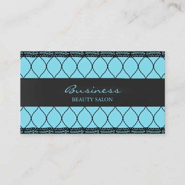 Moderner Blue Fishnet Lace Beauty Salon Visitenkarte (Vorderseite)