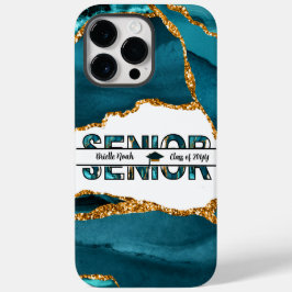 Moderner Blue Gold Glitzer Personalisierter Abschl Case-Mate iPhone 14 Pro Max Hülle