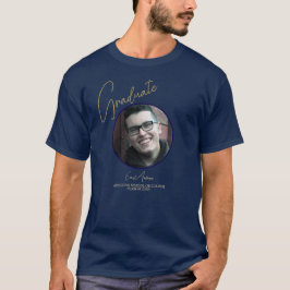 Moderner Blue & Gold Graduate Foto Abschluss Mens T-Shirt