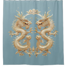 Moderner Blue Gold zweiköpfiger Drache