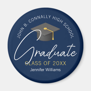 Moderner Blue Graduate Custom 2025 Abschluss Magnet