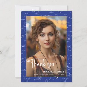 Moderner Blue Math Script Foto Abschluss Dankeskarte