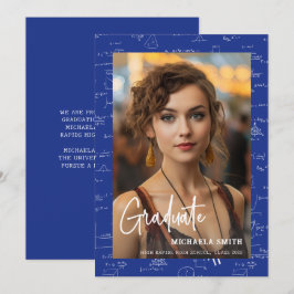 Moderner Blue Math Script Foto Message Abschluss Ankündigung