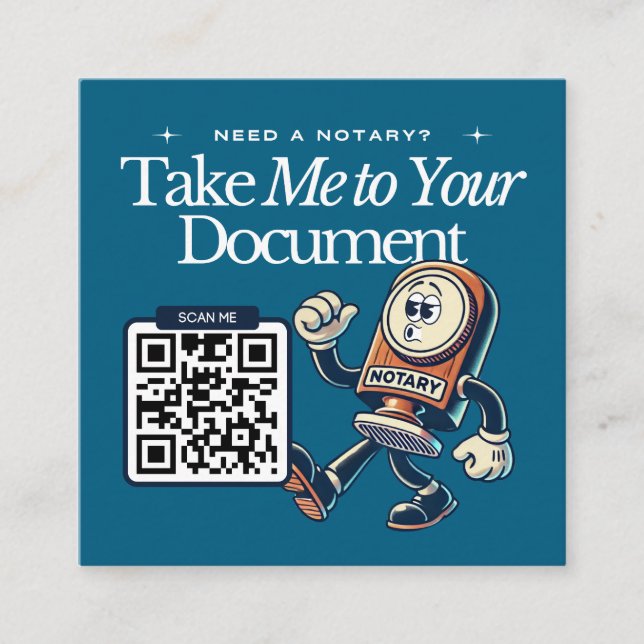 Moderner Blue Notary Public QR Code Fun Quadratische Visitenkarte (Vorderseite)
