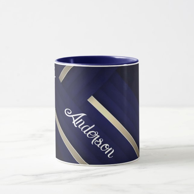 Moderner Blue Royal Caribbean Cruise Weißer Text Tasse (Zentrum)