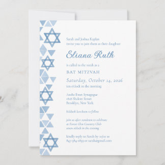 Moderner Blue Star von David Bat Mitzvah Einladung