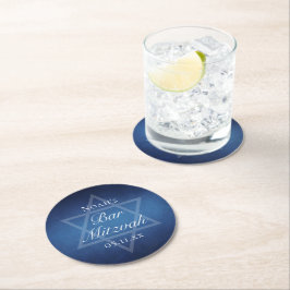 Moderner Blue Star von David Formal Bar Mitzvah Pa Runder Pappuntersetzer
