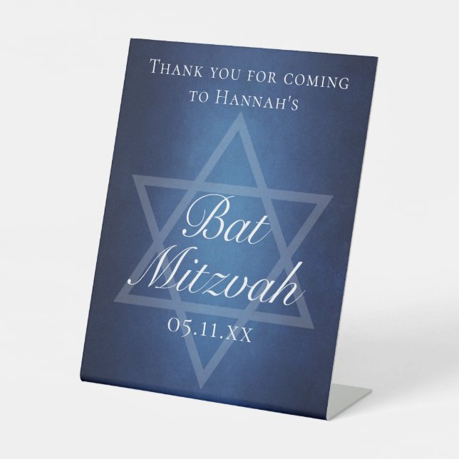 Moderner Blue Star von David Formal Bat Mitzvah Pa Sockelschild (Vorderseite)