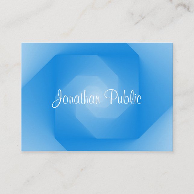 Moderner Blue Template Handgeschriebener Skriptnam Visitenkarte (Vorderseite)