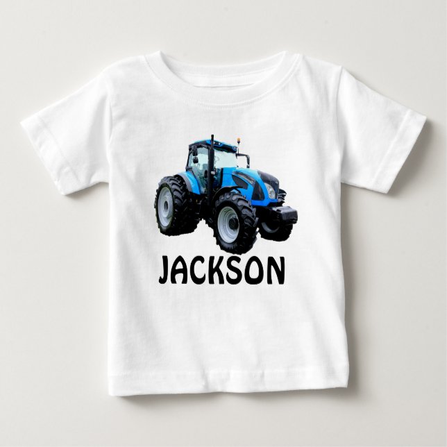 Moderner Blue Tractor Baby T - Shirt (Vorderseite)