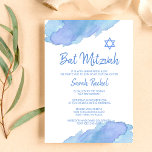Moderner Blue Watercolor Star von David BAT MITZVA Einladung<br><div class="desc">Schöne religiöse jüdische Bat (oder Bar) Mitzvah Einladungskarten. Helles Aquarellblau mit Stern von David. Moderne Drehbücher. 'Wird an die TORAH als Bat Mitzvah' Präfekt für 12 Jahre alte Tochter,  Mädchen genannt. Einfach zu bearbeiten - einfach Ihre Informationen / Text hinzufügen.</div>