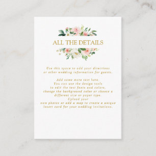 Moderner Blues Gold WEDDING alle Details Begleitkarte