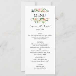 Moderner Blues   Rosa Blume Hochzeit Einladung