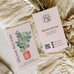 Moderner Blumendesigner Pflanze rosa Logo qr Visitenkarte