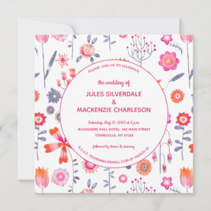 Moderner Blumengarten Boho Pink Einladung zur Hoch