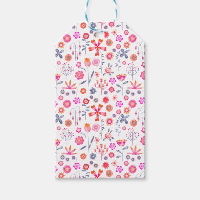 Moderner Blumengarten Geschenkanhänger (Vorderseite)