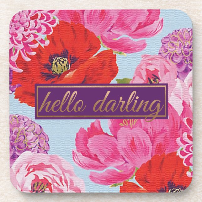 Moderner Blumenhallo Darling Square Untersetzer (Vorderseite)