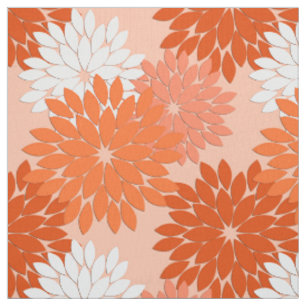 Moderner BlumenKimono-Druck, korallenrote Orange Stoff