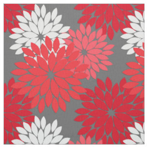 Moderner BlumenKimono-Druck, korallenrotes Rotes Stoff