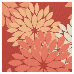 Moderner BlumenKimono-Druck, Mandarine Stoff
