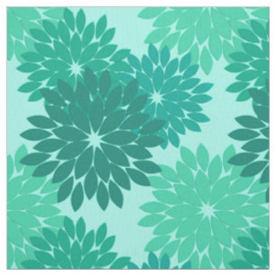 Moderner Blumenkimono-Druck, Türkis, aquamarines Stoff