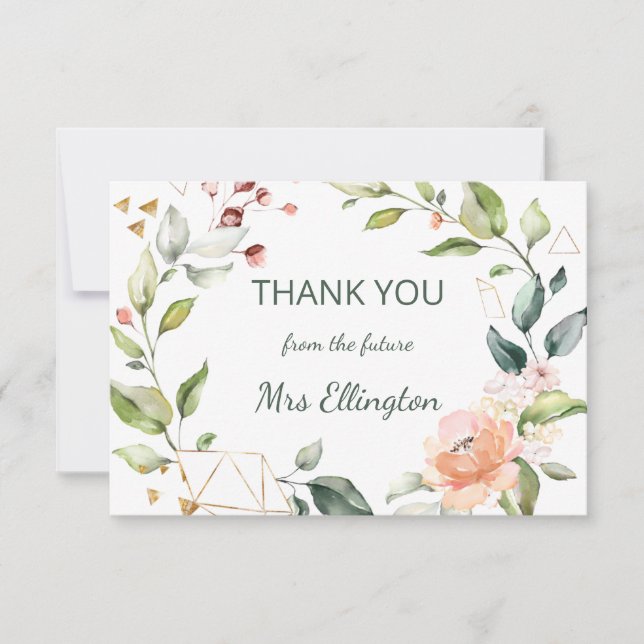 Moderner Blumenkranz in Aquarellen Vielen Dank Dankeskarte (Vorderseite)