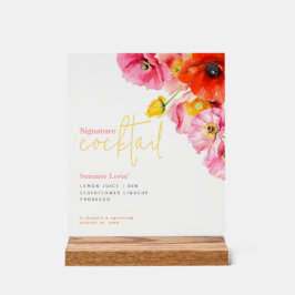 Moderner Blumenmohn Signature-Cocktail Acrylschild