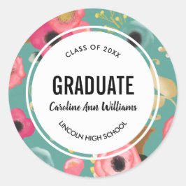 Moderner Blumenmuster-Abschluss Runder Aufkleber