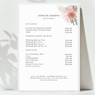 Moderner Blumenpreisliste Poster