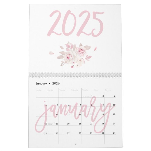 Moderner Blumenrosa Kalender 2025 (Jan 2026)