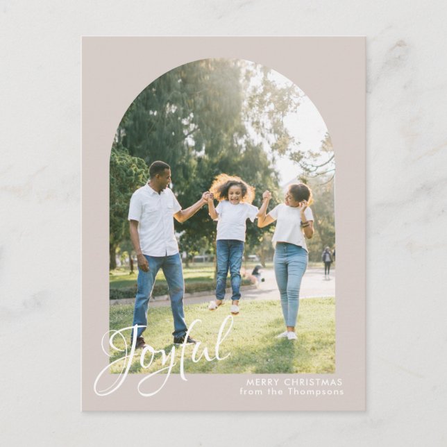 Moderner Blush Arch Joyful Frohe Weihnachten (Vorderseite)