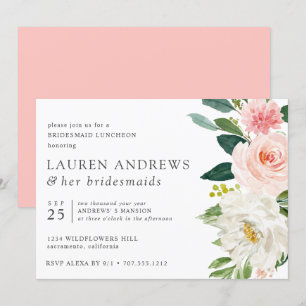 Moderner Blush Chic Blumenrosa Bridesmaid Luncheon Einladung