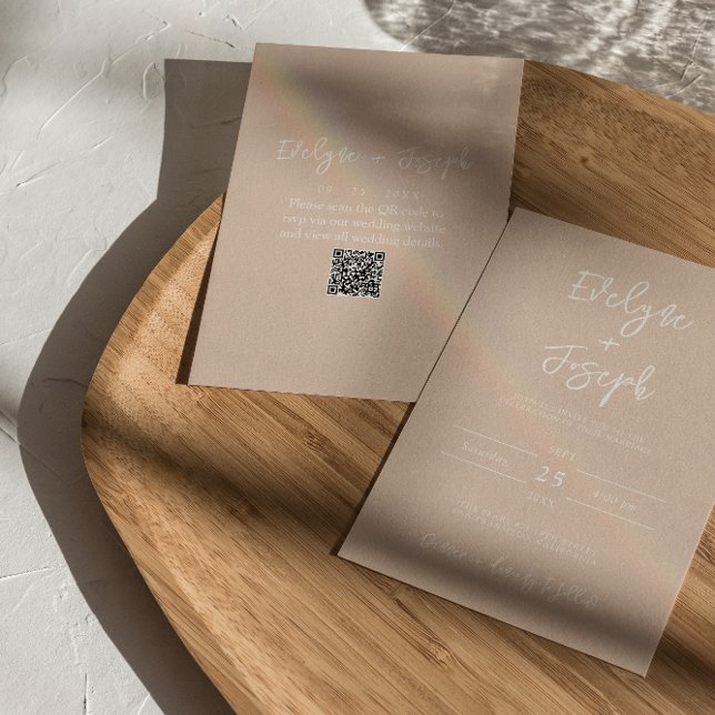 Moderner Blush Elegant Boho QR Code Hochzeit Einladung (Von Creator hochgeladen)