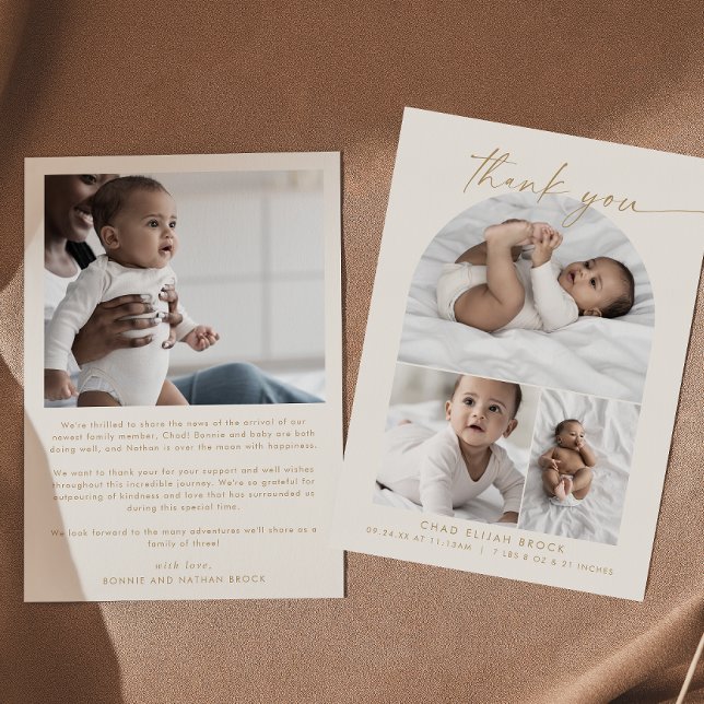 Moderner Bogen | Cream Foto Collage Vielen Dank, d Ankündigung (Von Creator hochgeladen)